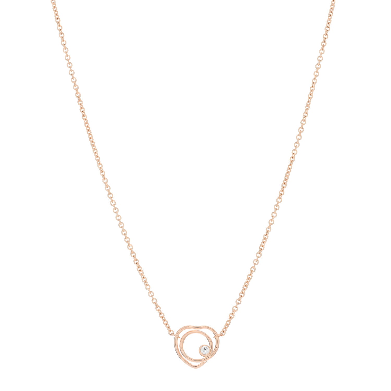 Hermes 18K Rose Gold Diamond TPM Vertige Coeur Necklace SH 1 of 5