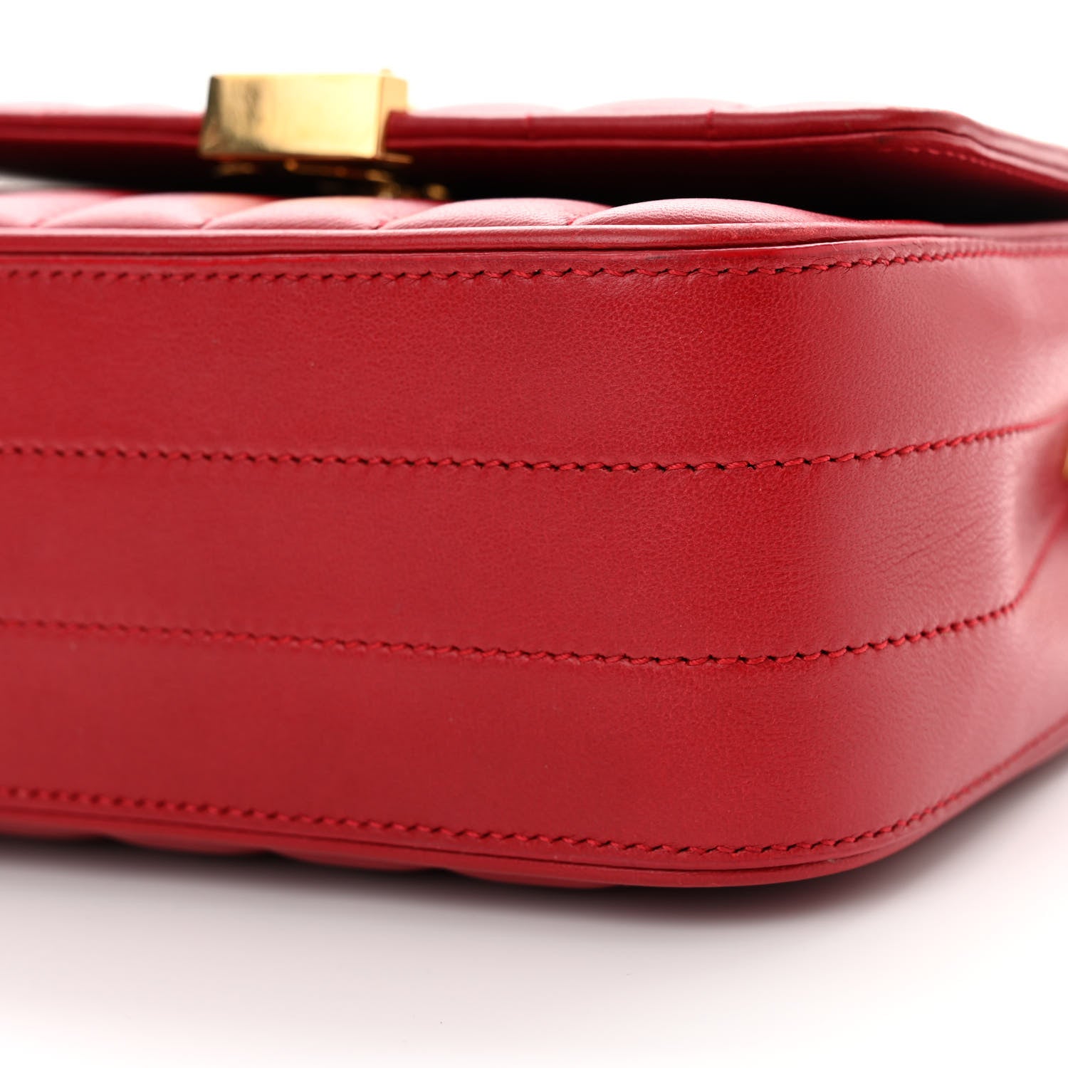 Saint Laurent Lambskin Matelasse Monogram Small Vicky Chain Bag Red 10 of 12