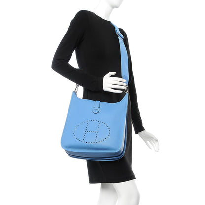 Hermes Taurillon Clemence Evelyne III PM Bleu Paradis 2 of 7