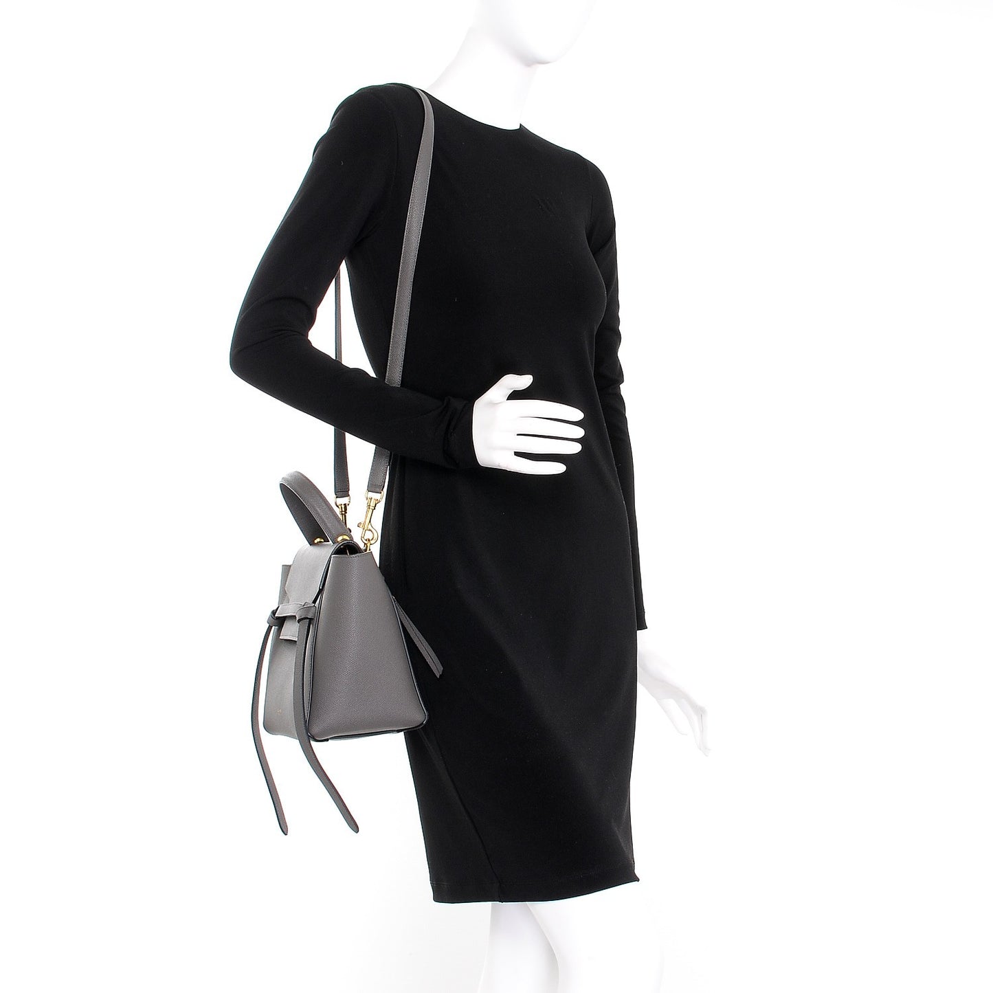 Grained Calfskin Micro Belt Bag Grey