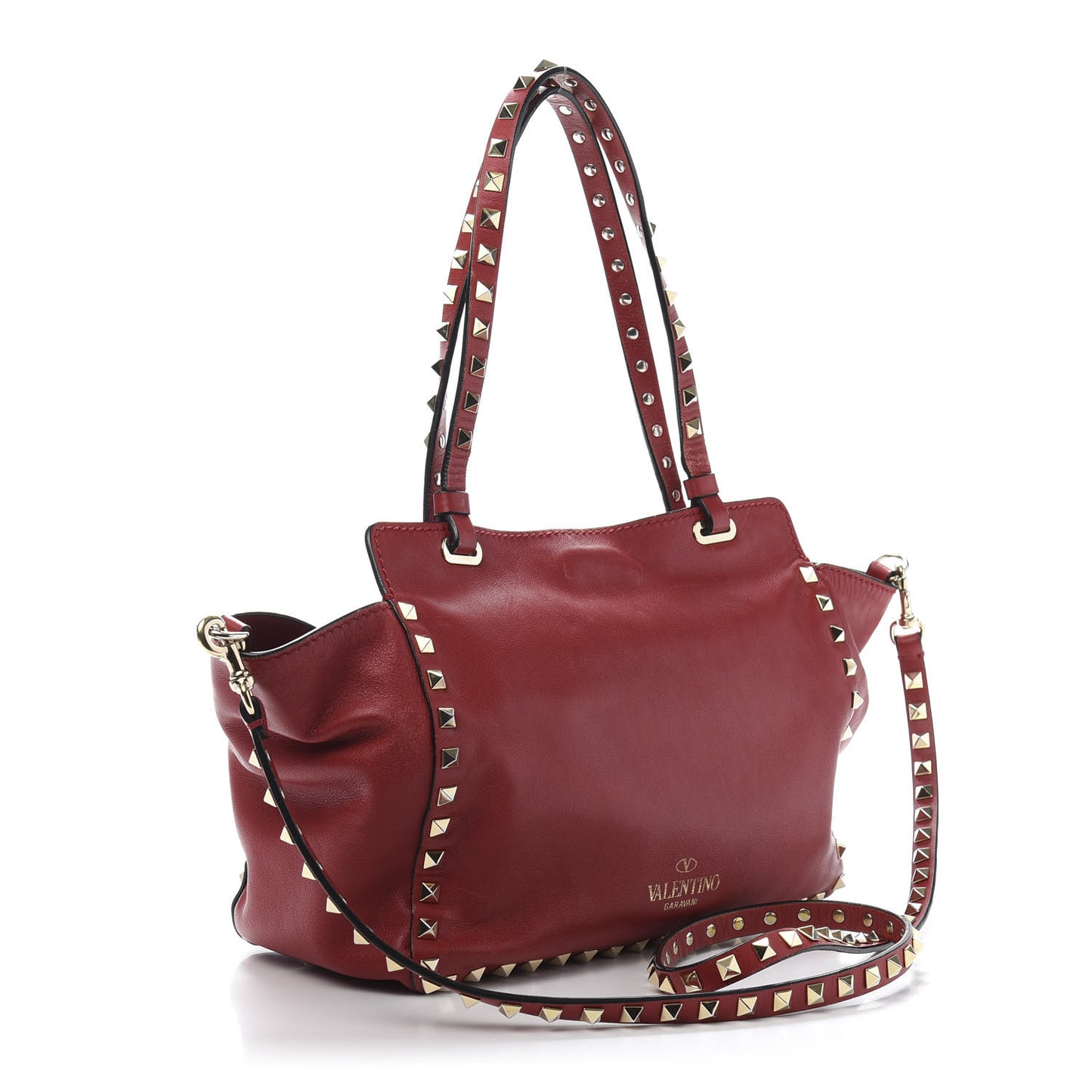 Vitello Small Rockstud Tote Rosso Valentino