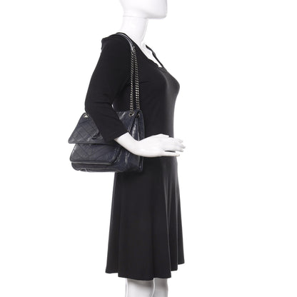 Saint Laurent Crinkled Calfskin Matelasse Monogram Medium Niki Chain Satchel Deep Marine 2 of 12