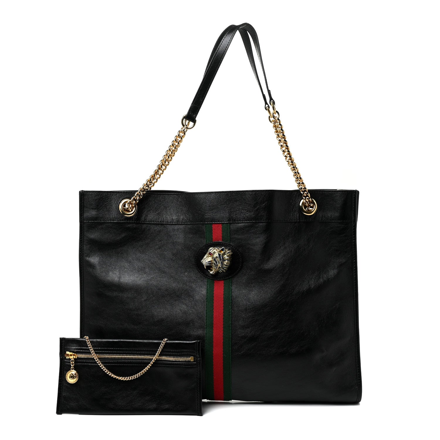 Gucci Calfskin Large Rajah Chain Tote Black 1 of 15