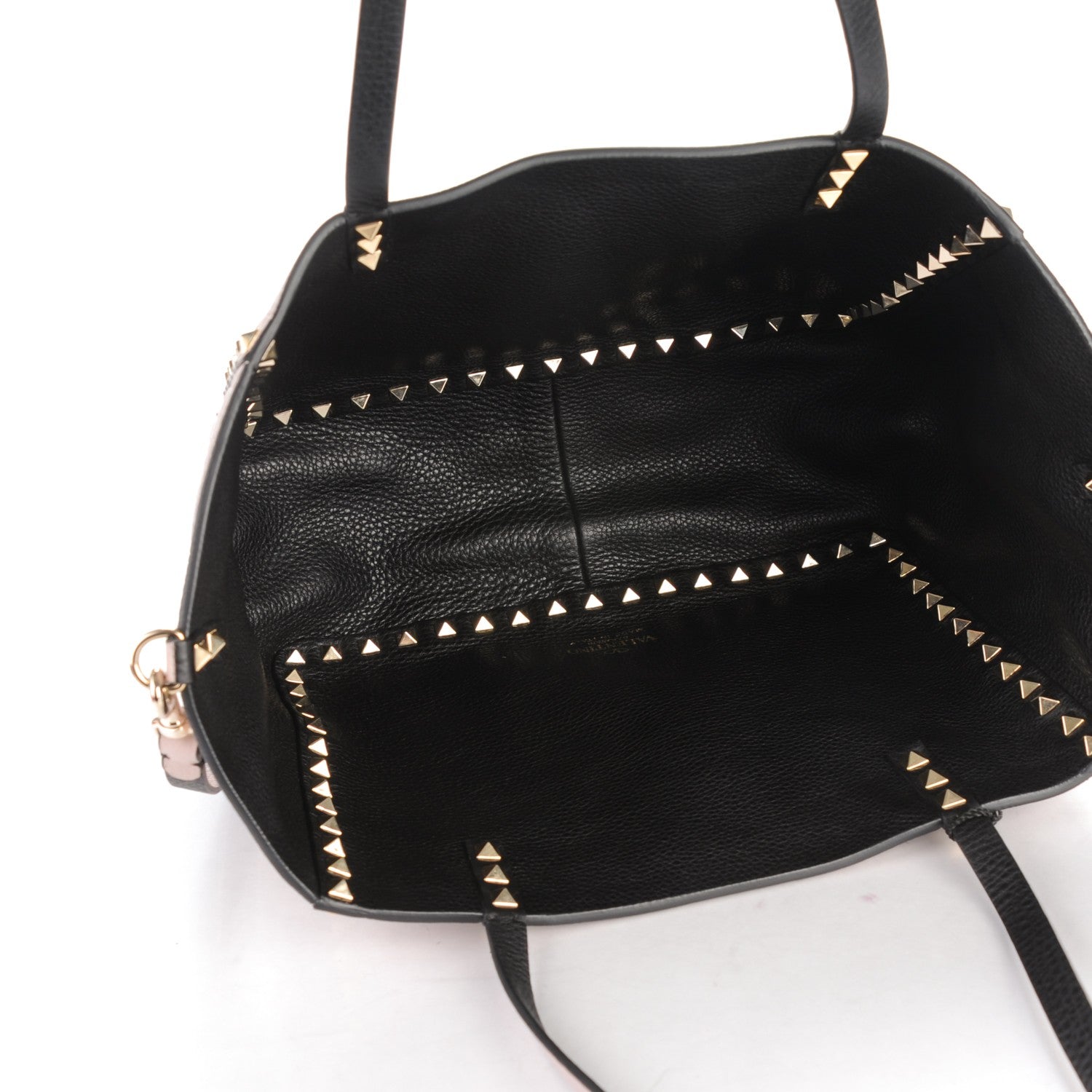 Valentino Garavani Calfskin Small Rockstud Reversible Tote Black Poudre 5 of 7