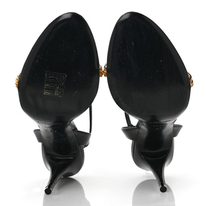 Saint Laurent Calfskin Chain Ankle Strap Sandals 37 Black 5 of 8