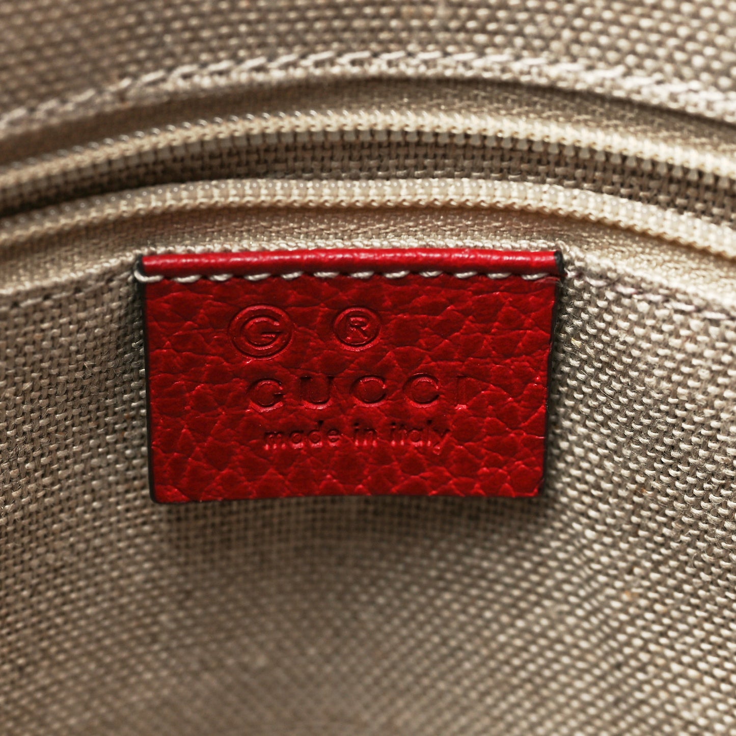 Monogram Bree Zippered Tote Beige Red