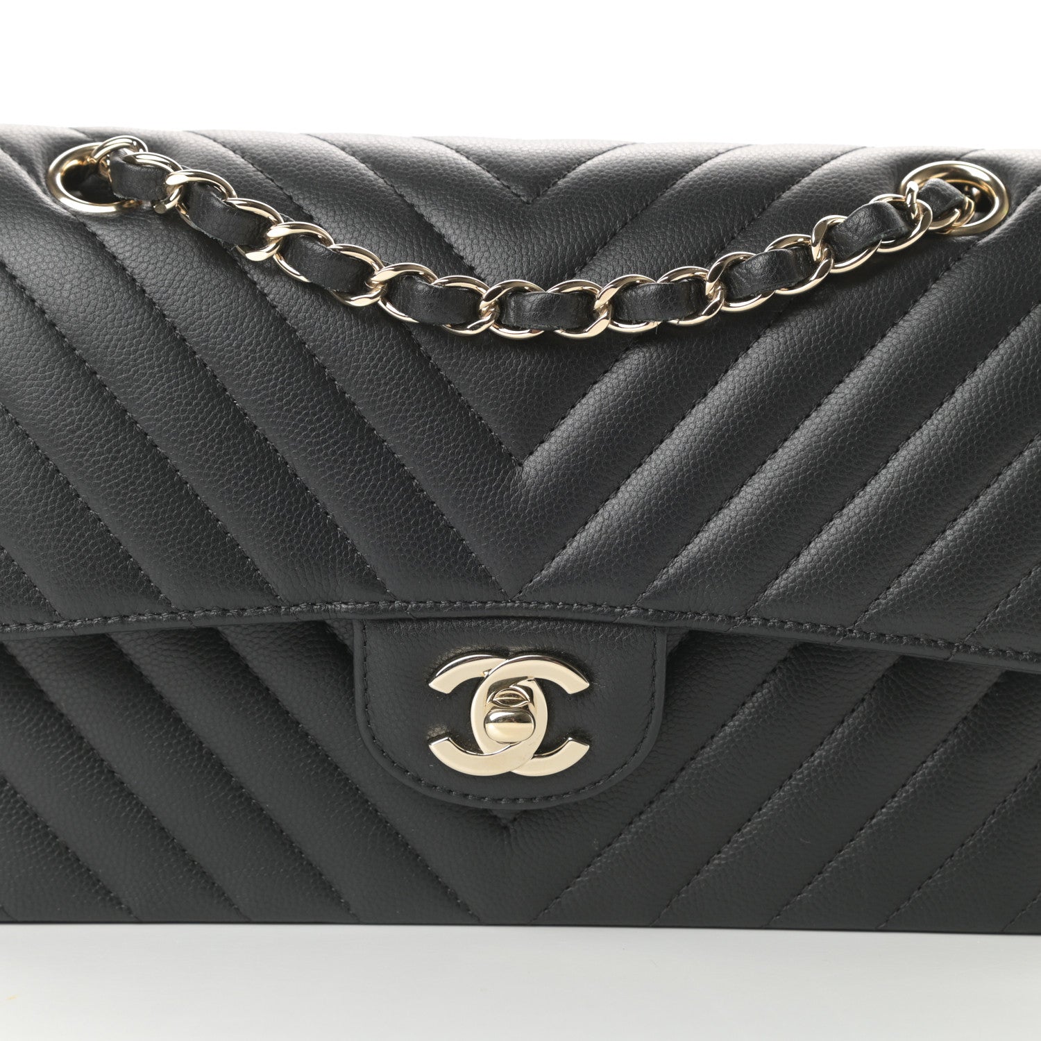 Chanel Caviar Chevron Quilted Small Double Flap Black 8 of 14