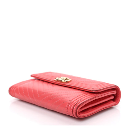 Chanel Calfskin Chevron Quilted Medium Boy Flap Wallet Pink 9 of 9