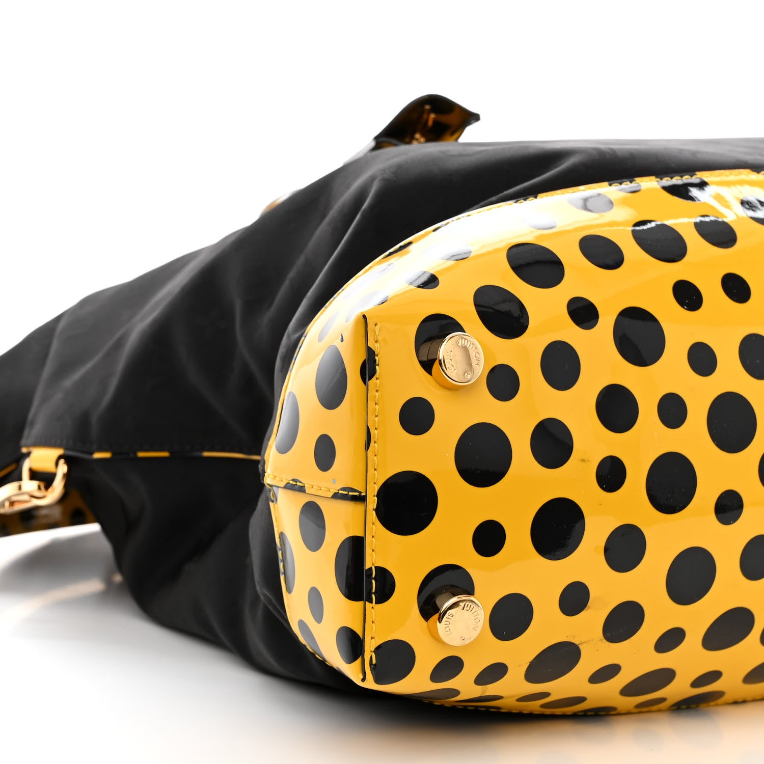 Louis Vuitton Nylon Monogram Kusama Infinity Dots Lockit GM Black Yellow 9 of 13