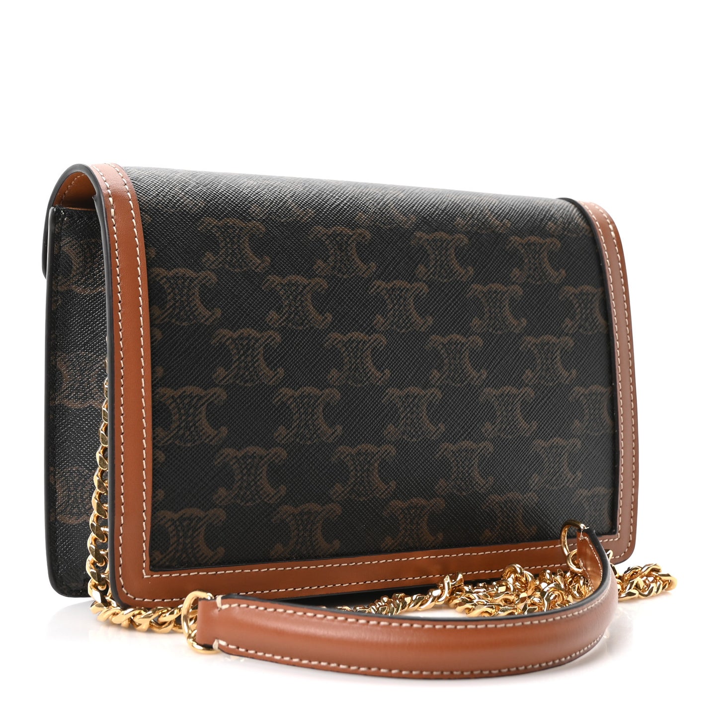 Triomphe Canvas Calfskin Margo Wallet on Chain Tan