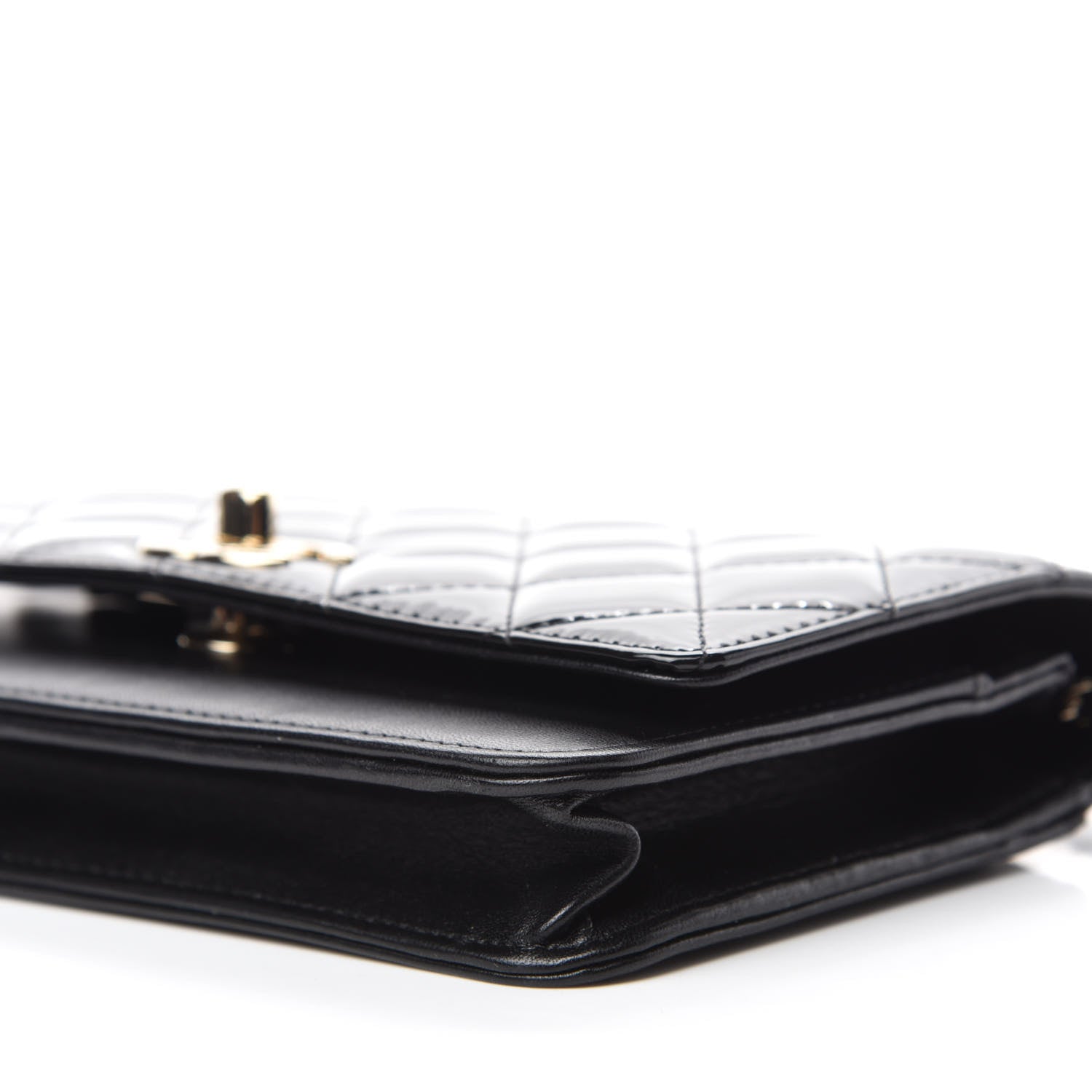 Chanel Patent Lambskin Quilted Wallet On Chain WOC Black 7 of 14