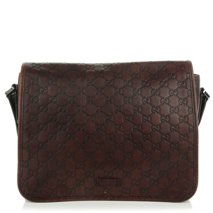 Gucci Guccissima Flap Messenger Bag Dark Brown 1 of 9