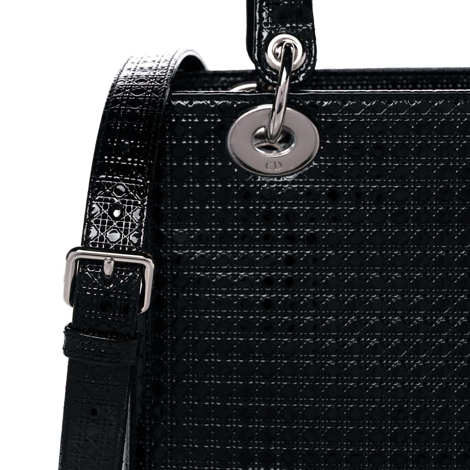 Christian Dior Patent Micro-Cannage Medium Lady Dior Black 9 of 12