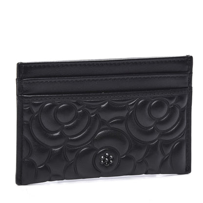 Chanel Lambskin Camellia Embossed Card Holder So Black 2 of 10
