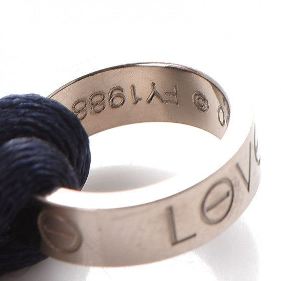 Cartier 18K White Gold Charity LOVE Adjustable Cord Bracelet Navy Blue 7 of 7