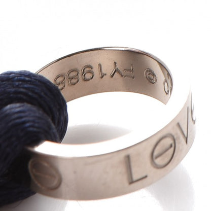 Cartier 18K White Gold Charity LOVE Adjustable Cord Bracelet Navy Blue 7 of 7