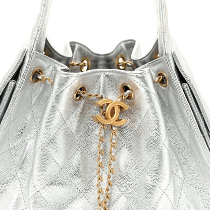 Chanel Metallic Caviar Quilted Small Chanel 25 Handbag Silver 8 of 10