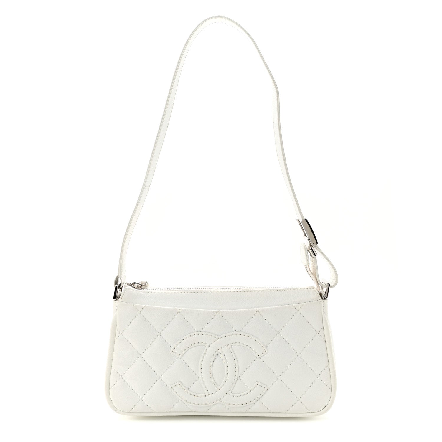 Chanel Caviar Quilted Timeless CC Shoulder Bag White 1 of 17