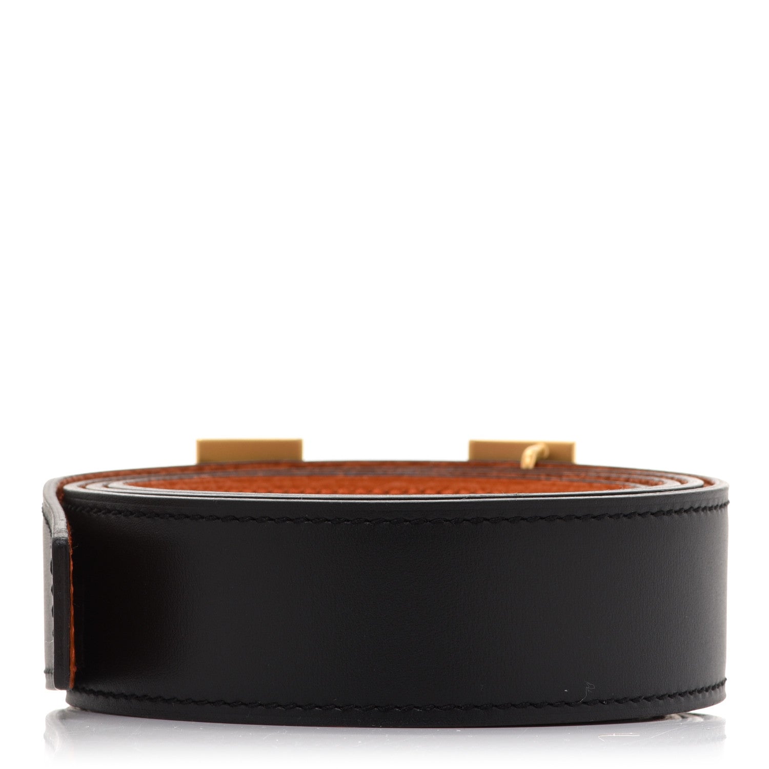 Hermes Box Togo 32mm H Belt 90 Black Orange 3 of 10