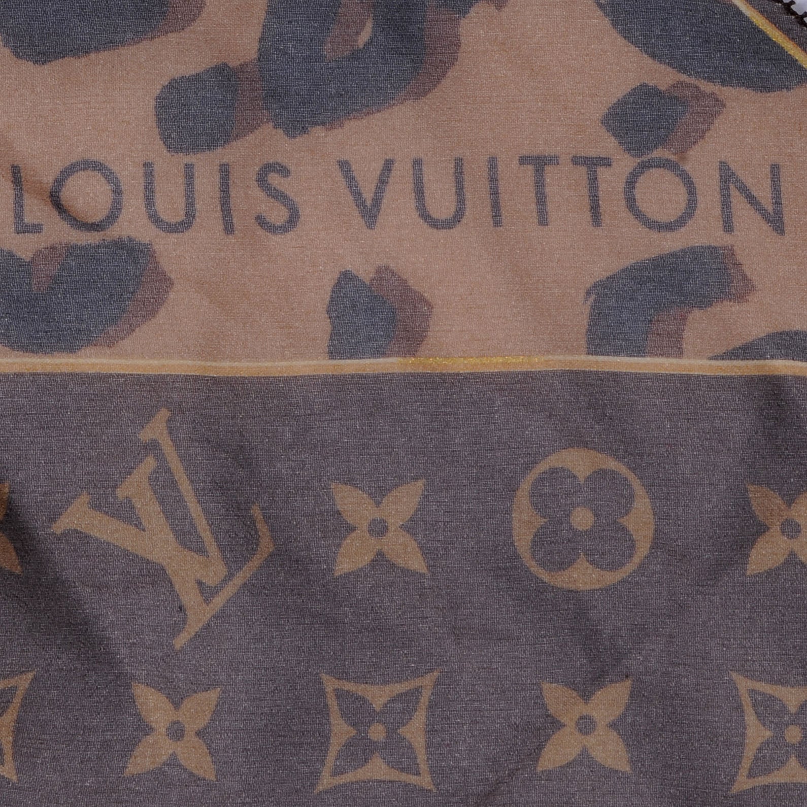 Louis Vuitton Silk Crepe Leopard Monogram Scarf 3 of 5
