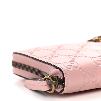 Gucci Guccissima Signature Crystal Cat Zip Around Wallet Light Candy Pink 8 of 10