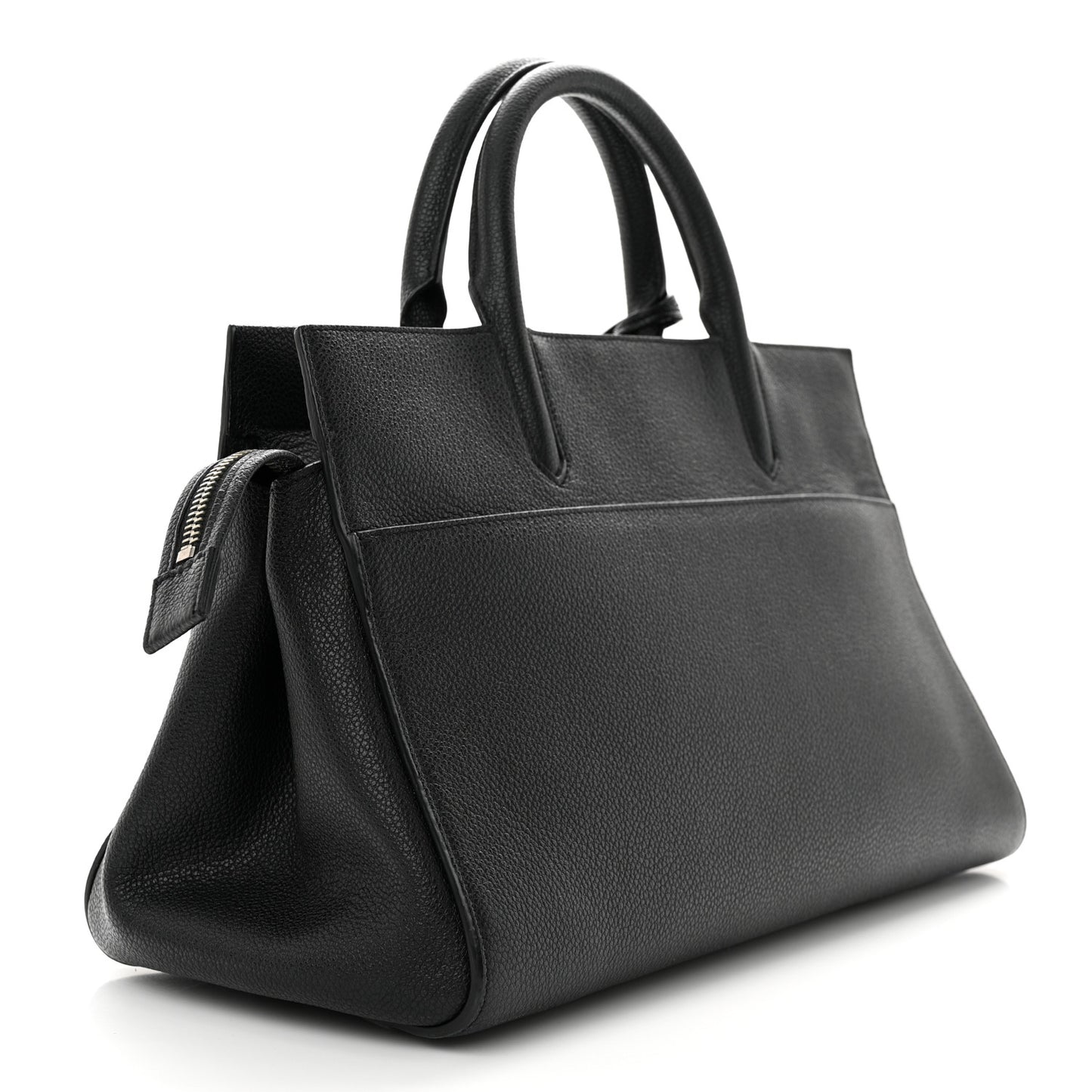 Grained Calfskin Small Cabas Rive Gauche Black