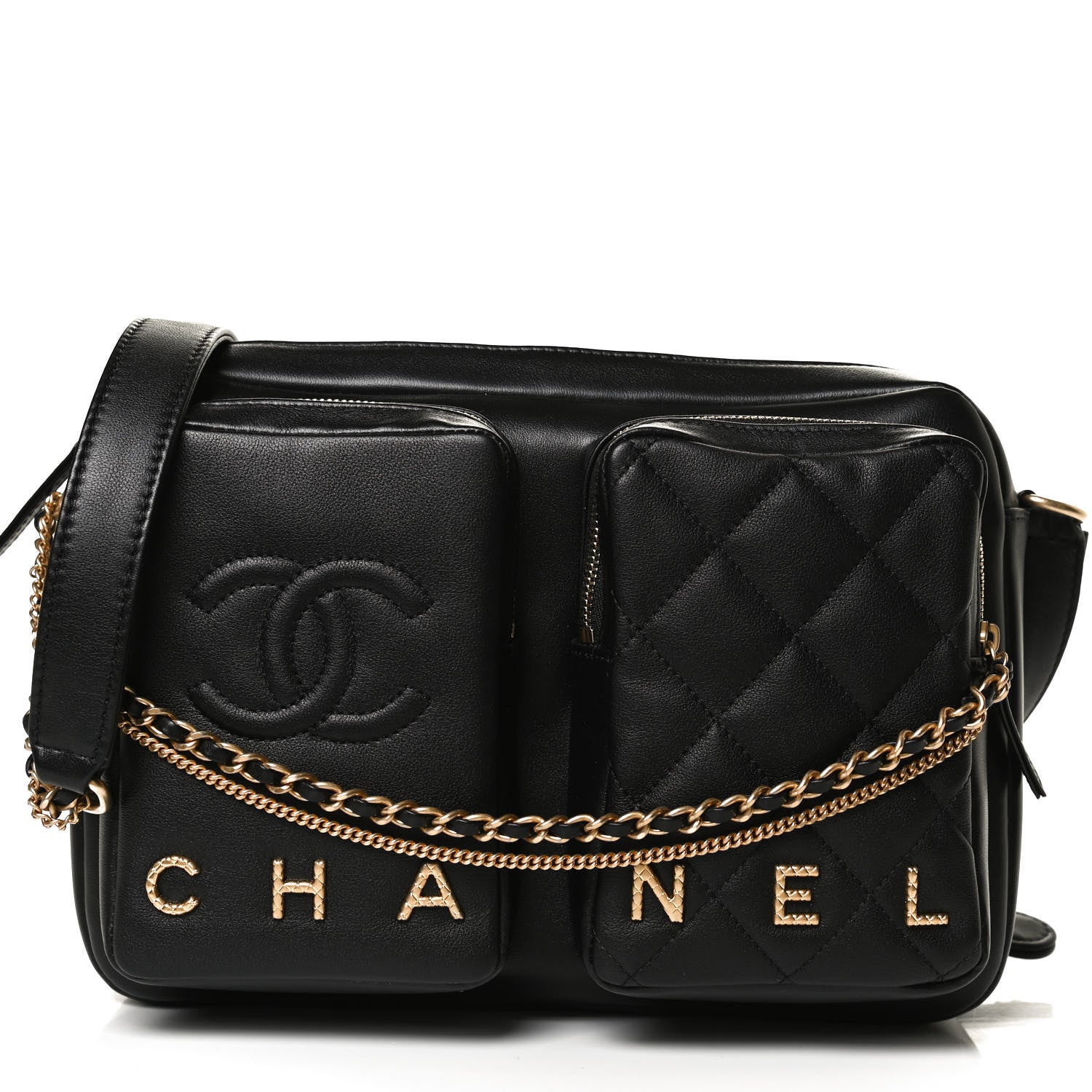Chanel Calfskin Quilted Large Camera Case Black 8 of 13