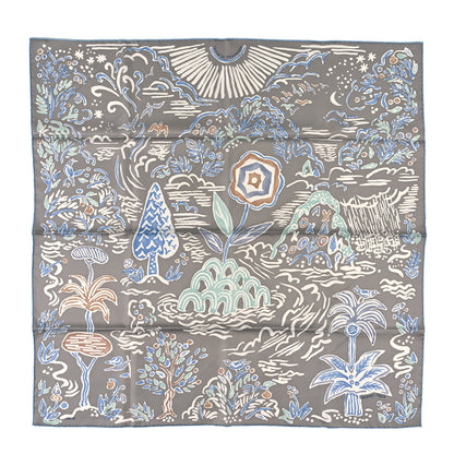 Hermes Silk Isola Di Primavera Scarf 90 Gris Clair Bleu Paradis 1 of 4