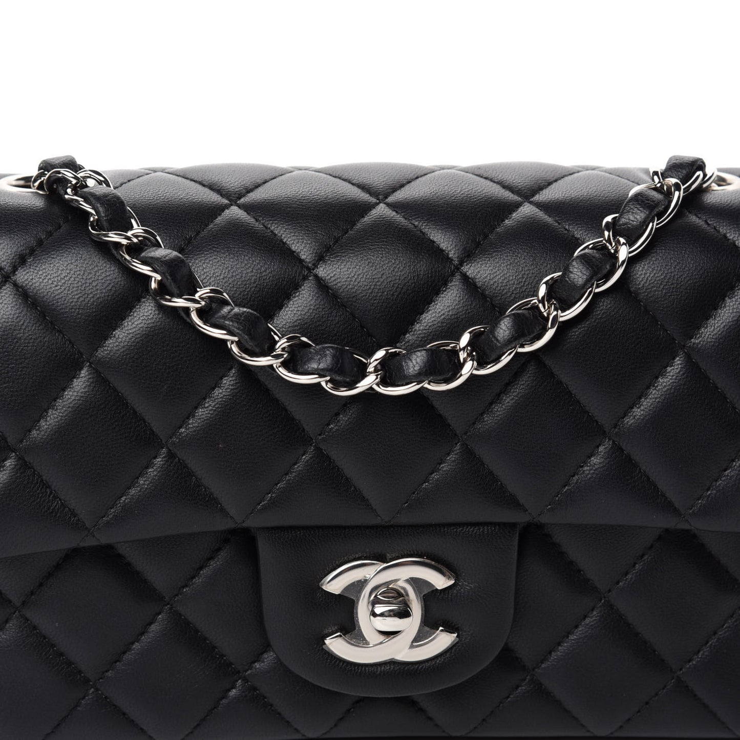 Lambskin Quilted Mini Rectangular Flap Black