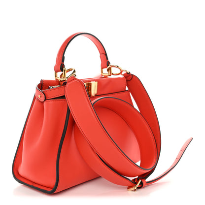 Fendi Vitello Seta Suede FF Mini Peekaboo Iconic Satchel Tulipano Miele Moro 3 of 10