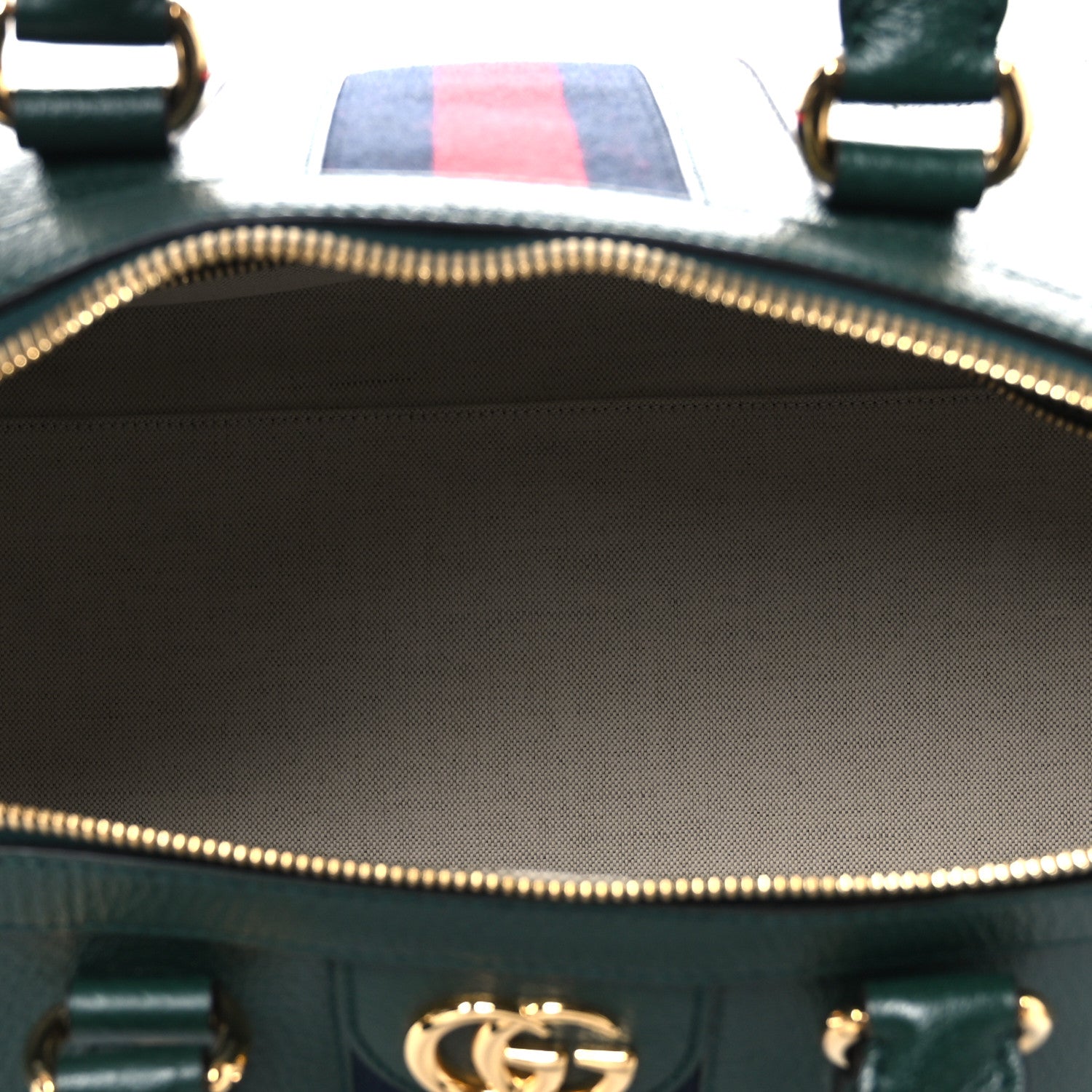 Gucci Textured Dollar Calfskin Web Medium Savoy Duffle Bag Green 4 of 10