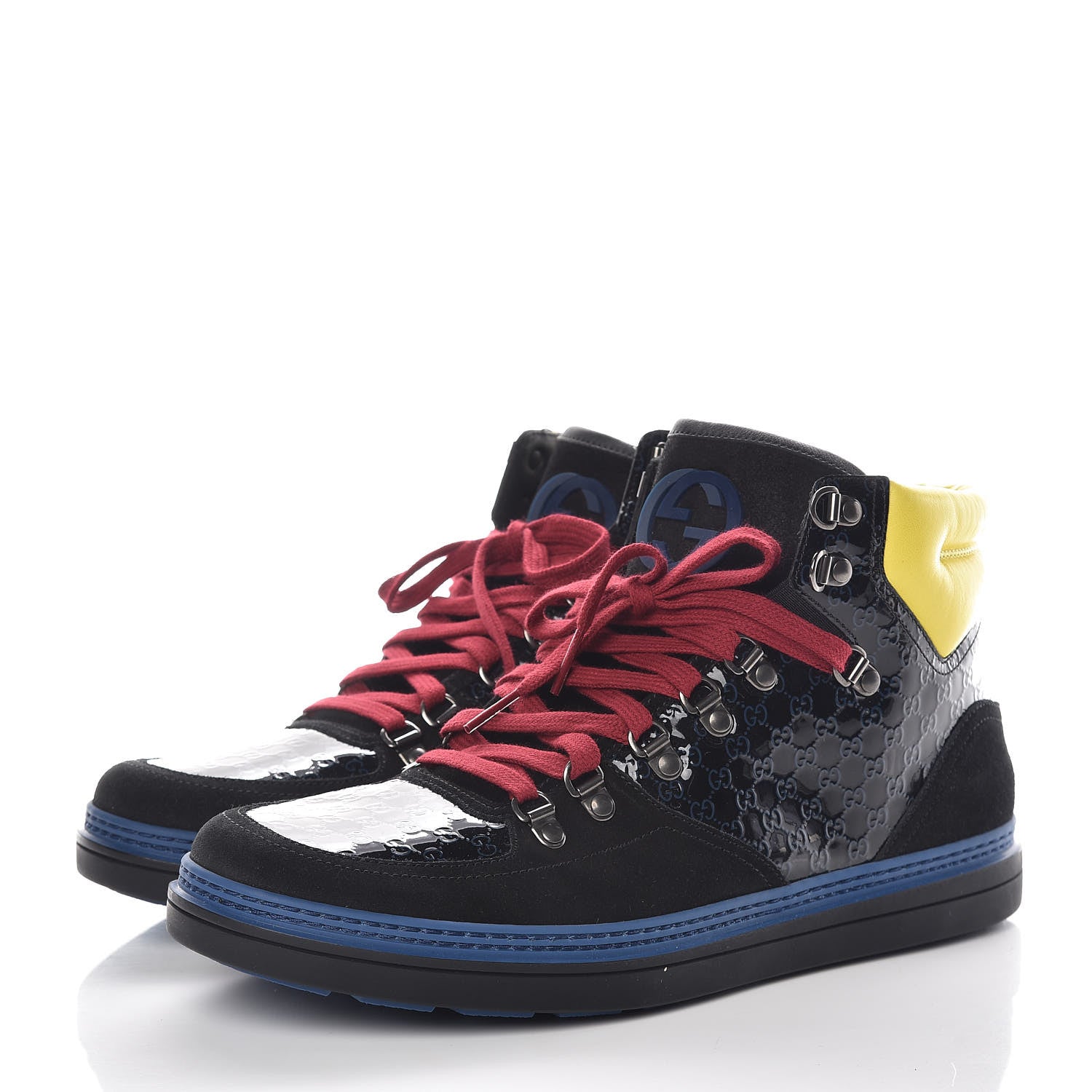 Gucci Suede Patent Guccissima Mens Softy Tek High Top Sneakers 8.5 Black 3 of 12