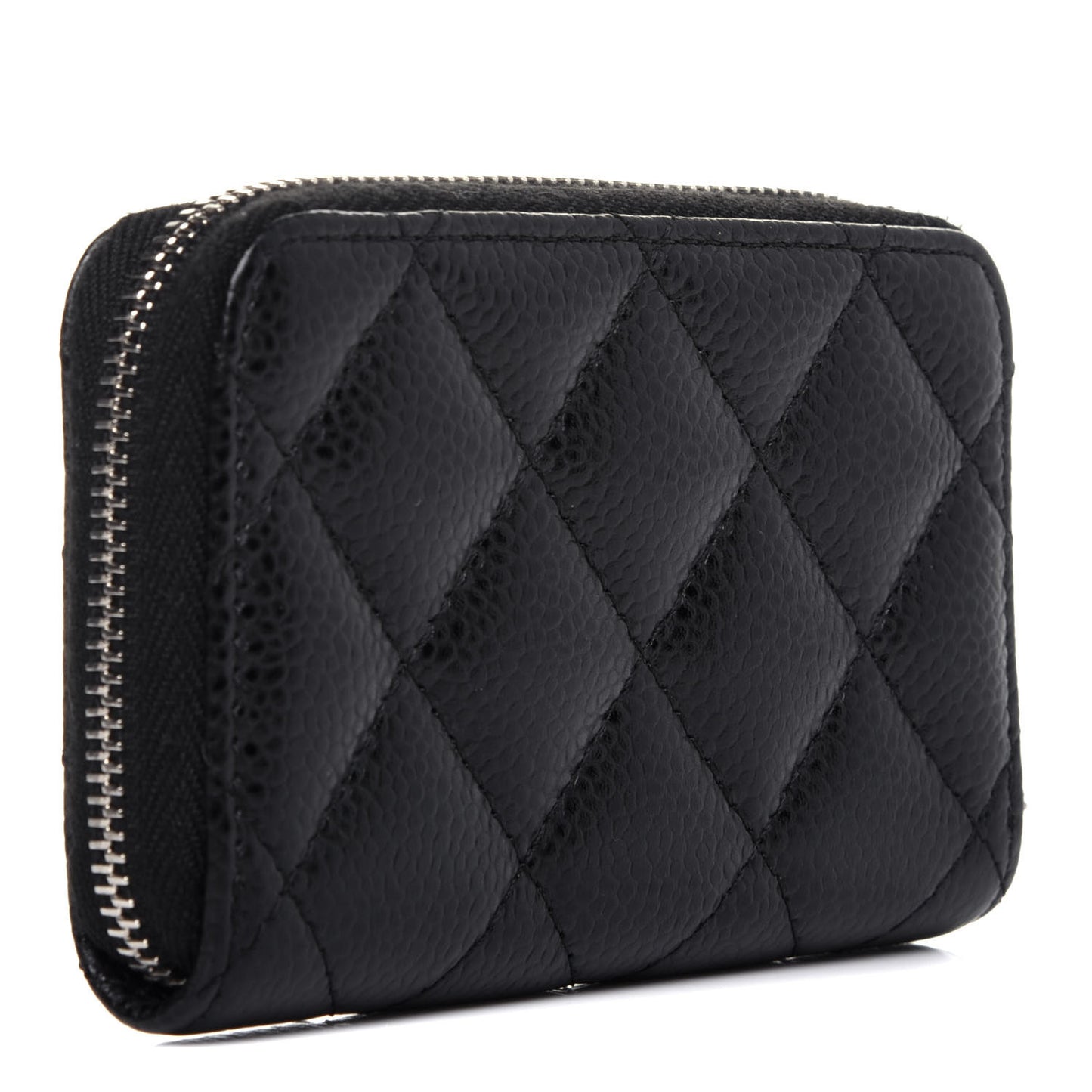 Caviar Quilted Zip Coin Purse Black