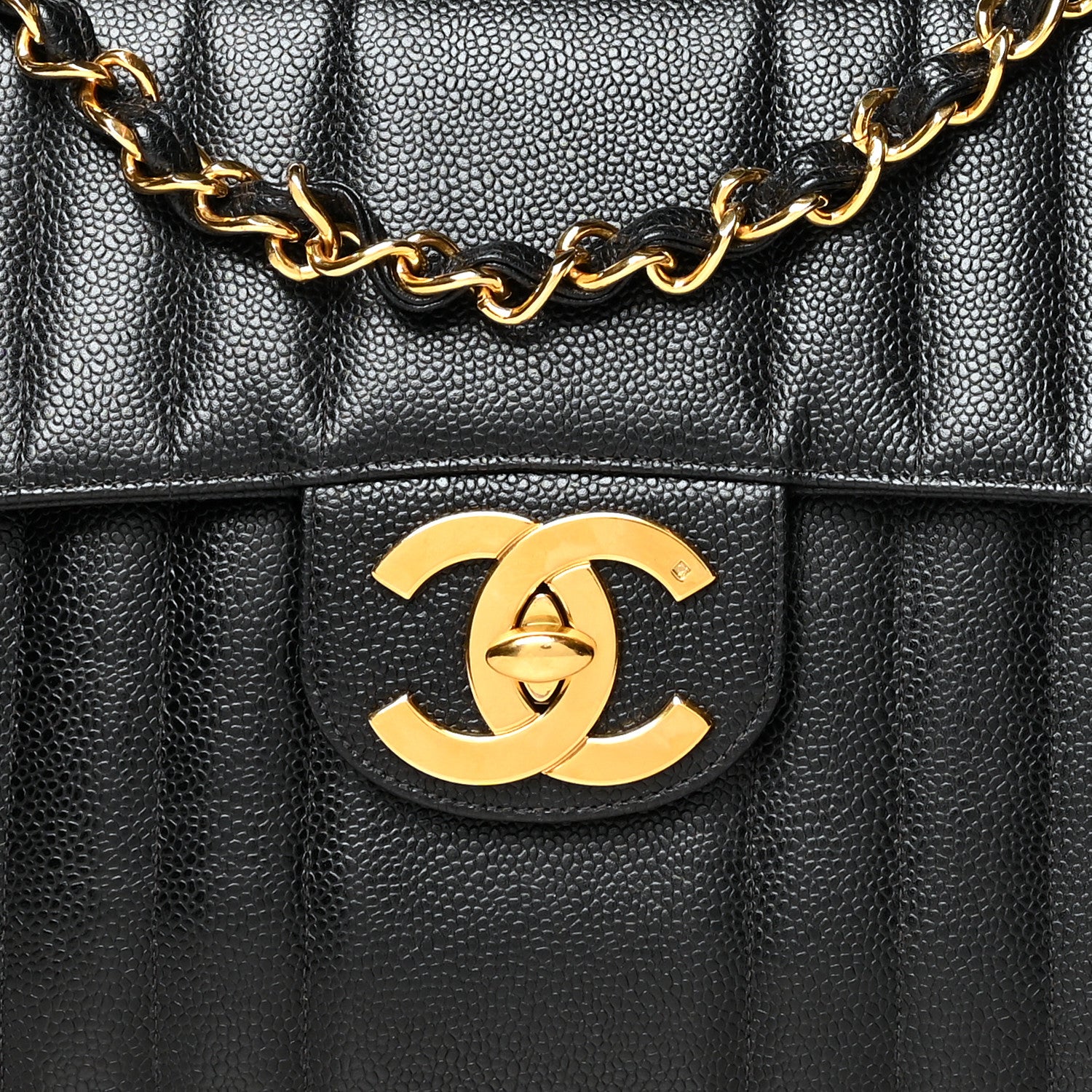 Chanel Caviar Vertical Quilted Jumbo Single Flap Black 7 of 10