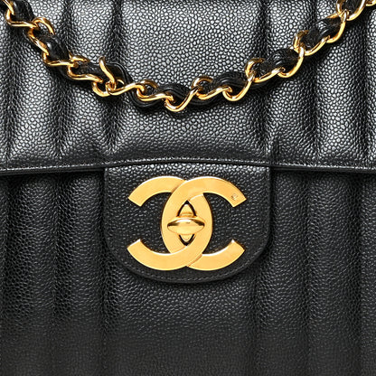 Chanel Caviar Vertical Quilted Jumbo Single Flap Black 7 of 10