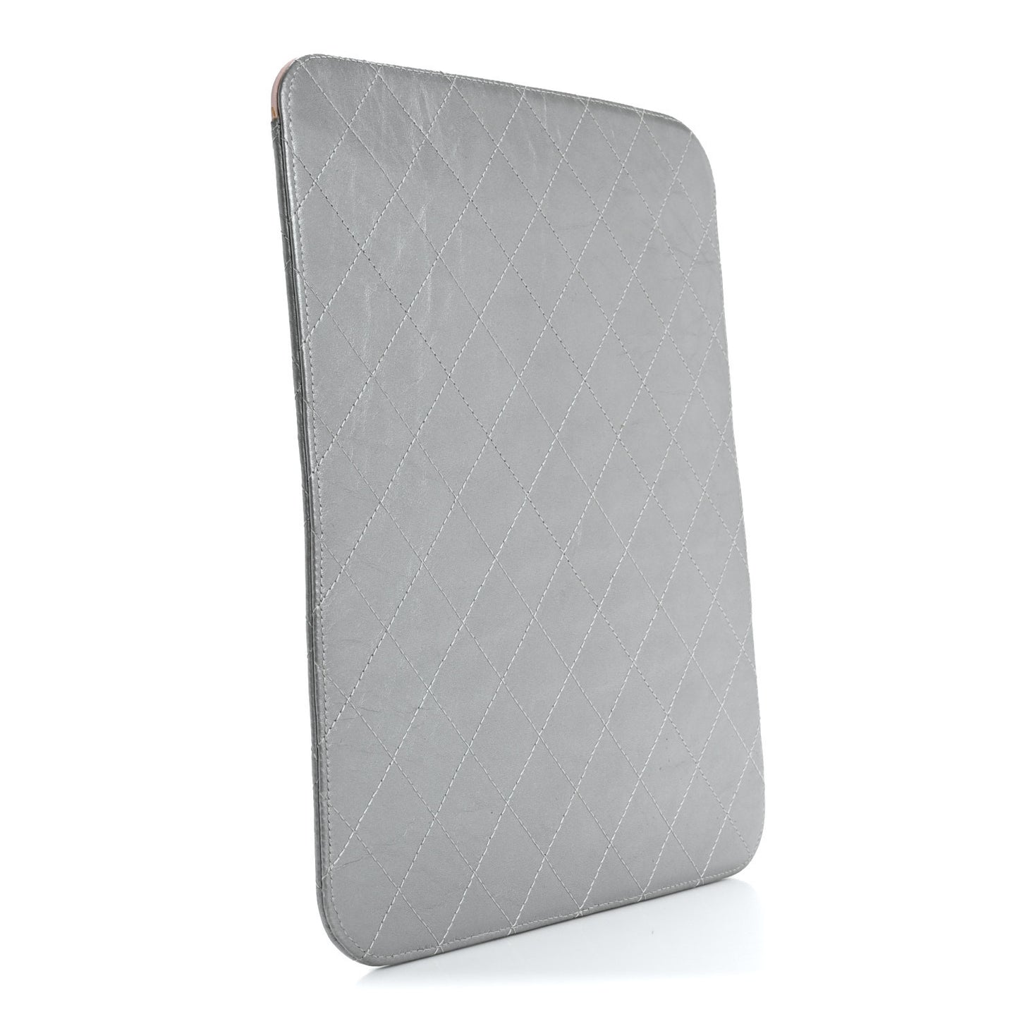 Metallic Aged Calfskin Brilliant iPad Case Silver