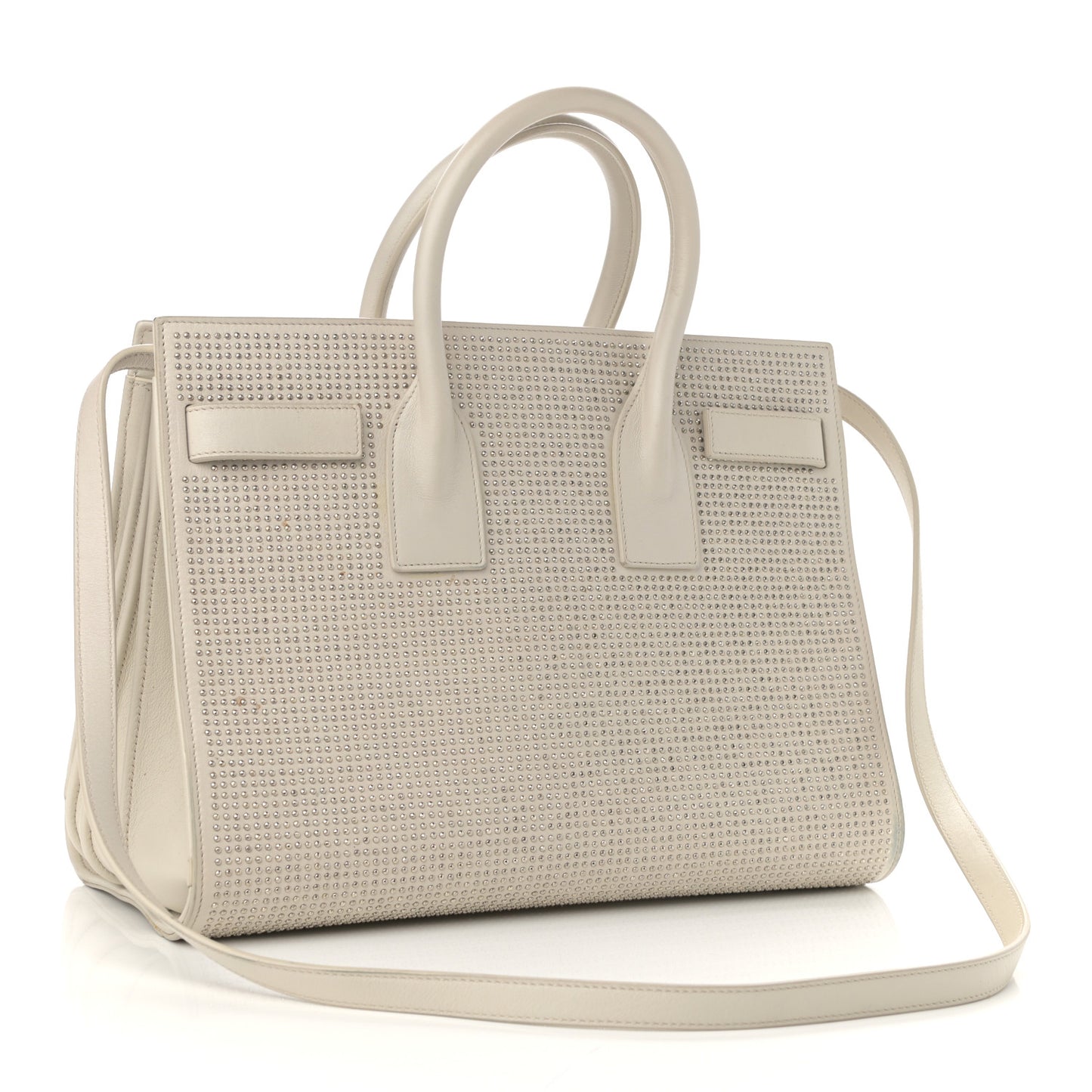 Calfskin Studded Small Sac De Jour White