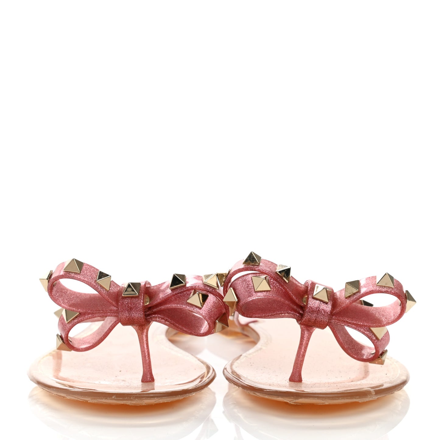 PVC Jelly Glitter Rockstud Bow Thong Sandals 36 Pink