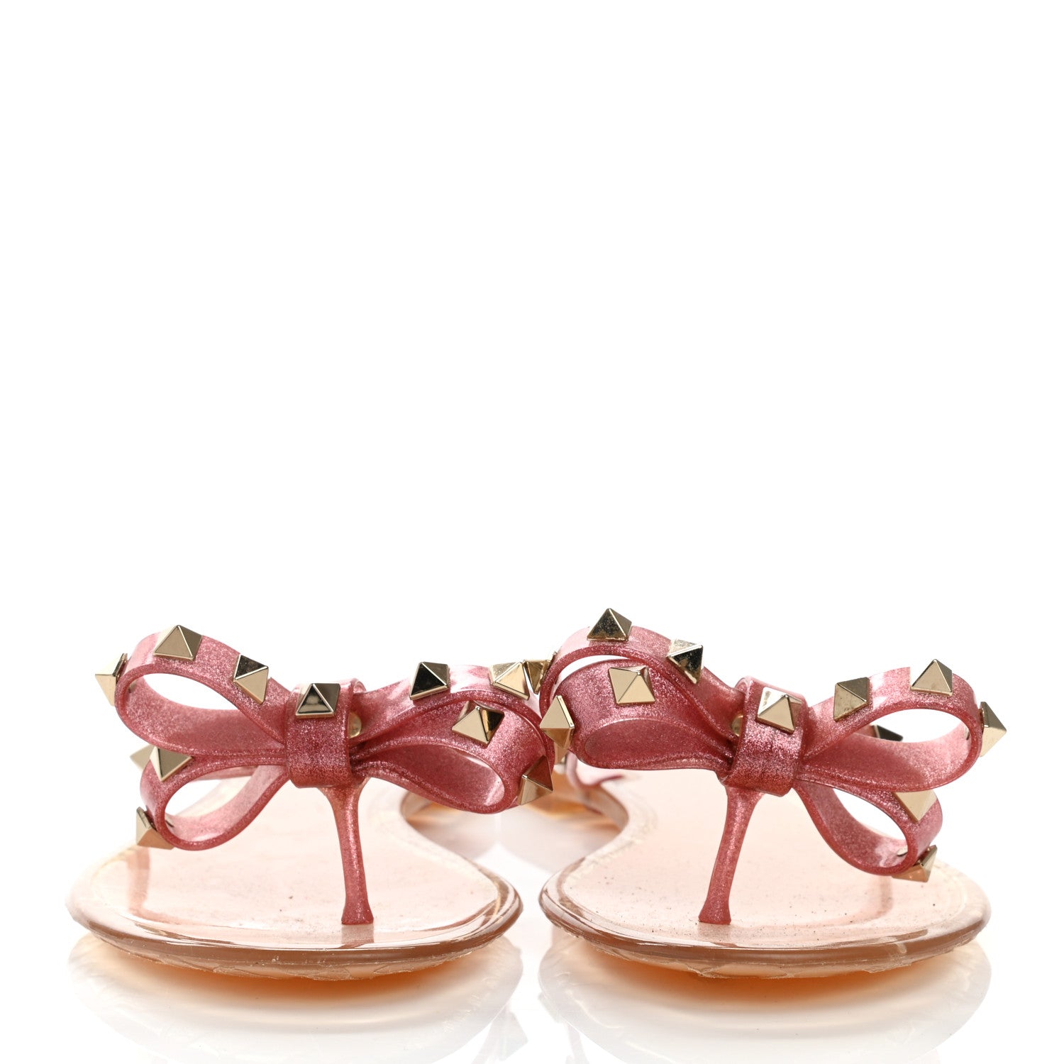 Valentino Garavani PVC Jelly Glitter Rockstud Bow Thong Sandals 36 Pink 2 of 8