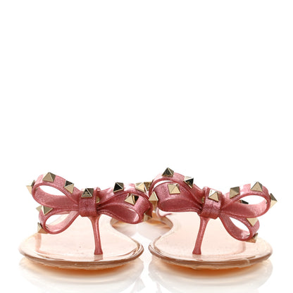 Valentino Garavani PVC Jelly Glitter Rockstud Bow Thong Sandals 36 Pink 2 of 8