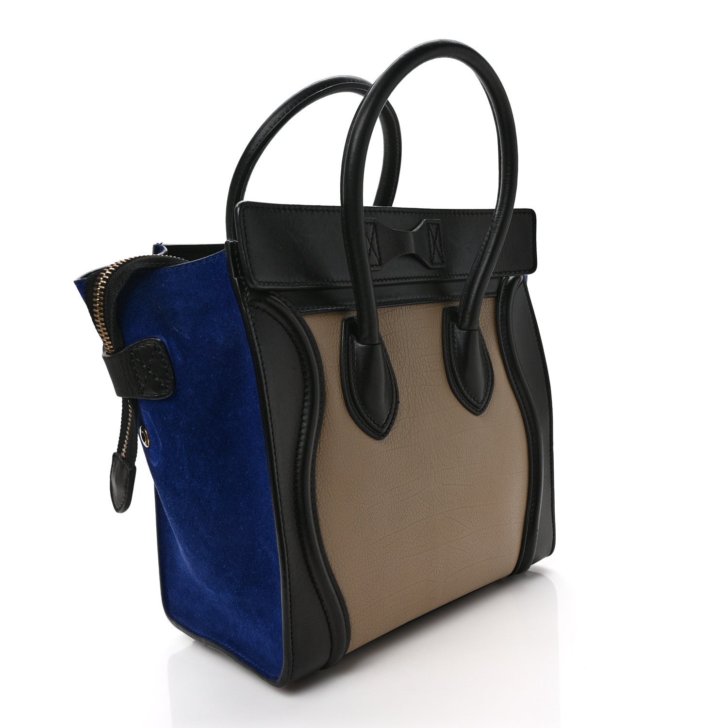 Celine Elephant Calfskin Suede Micro Tri-Color Luggage Sand 3 of 10