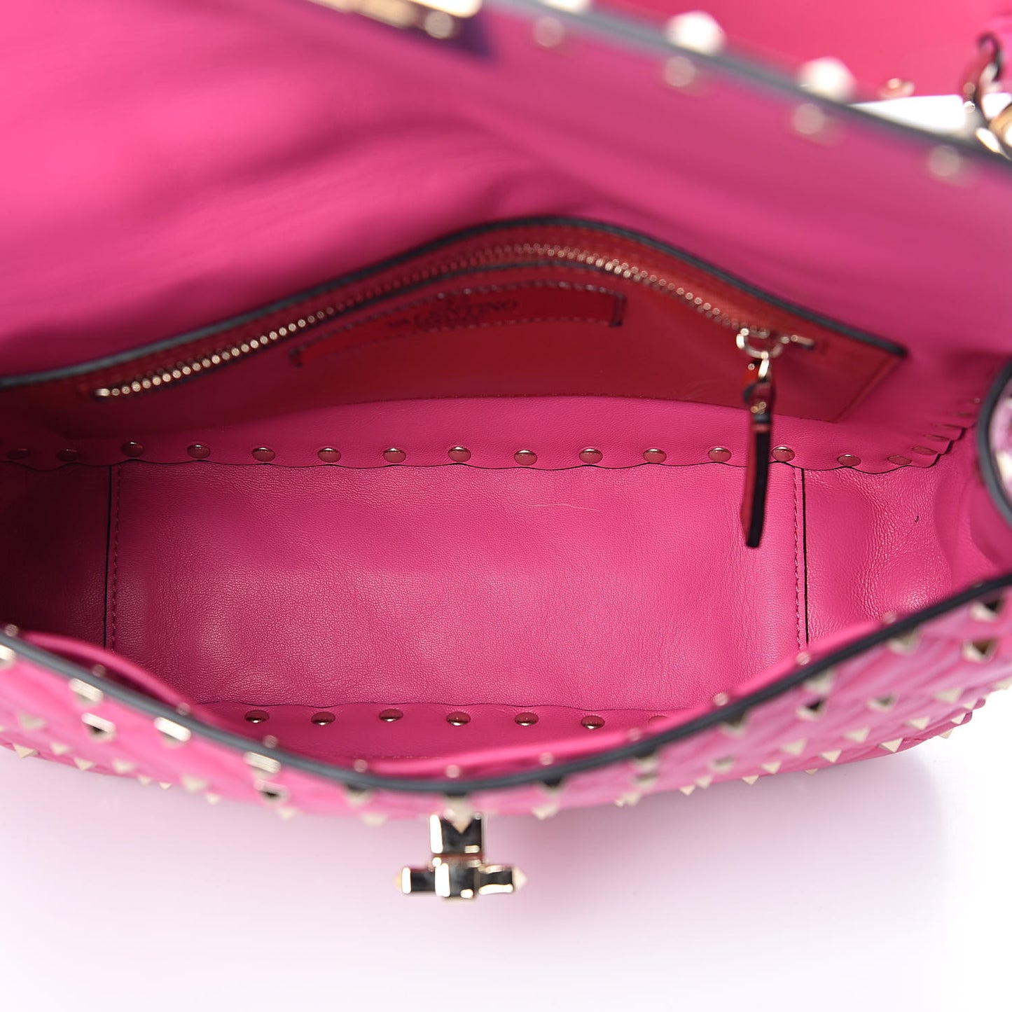 Nappa Medium Rockstud Spike Shoulder Bag Pink Orchid