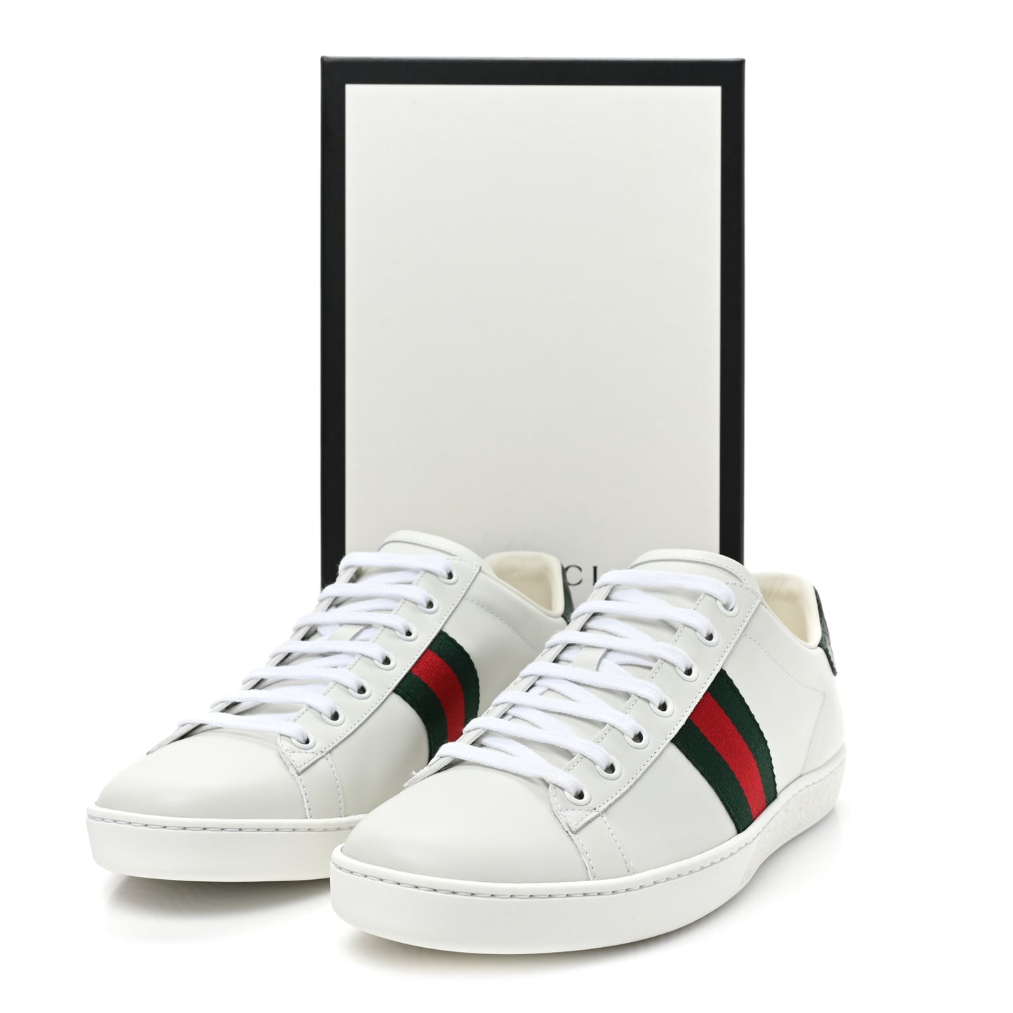 Calfskin Crocodile Web Womens Ace Sneakers 41 White Green