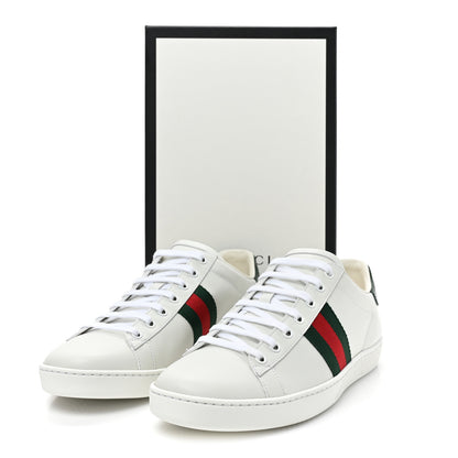 Gucci Calfskin Crocodile Web Womens Ace Sneakers 41 White Green 3 of 10