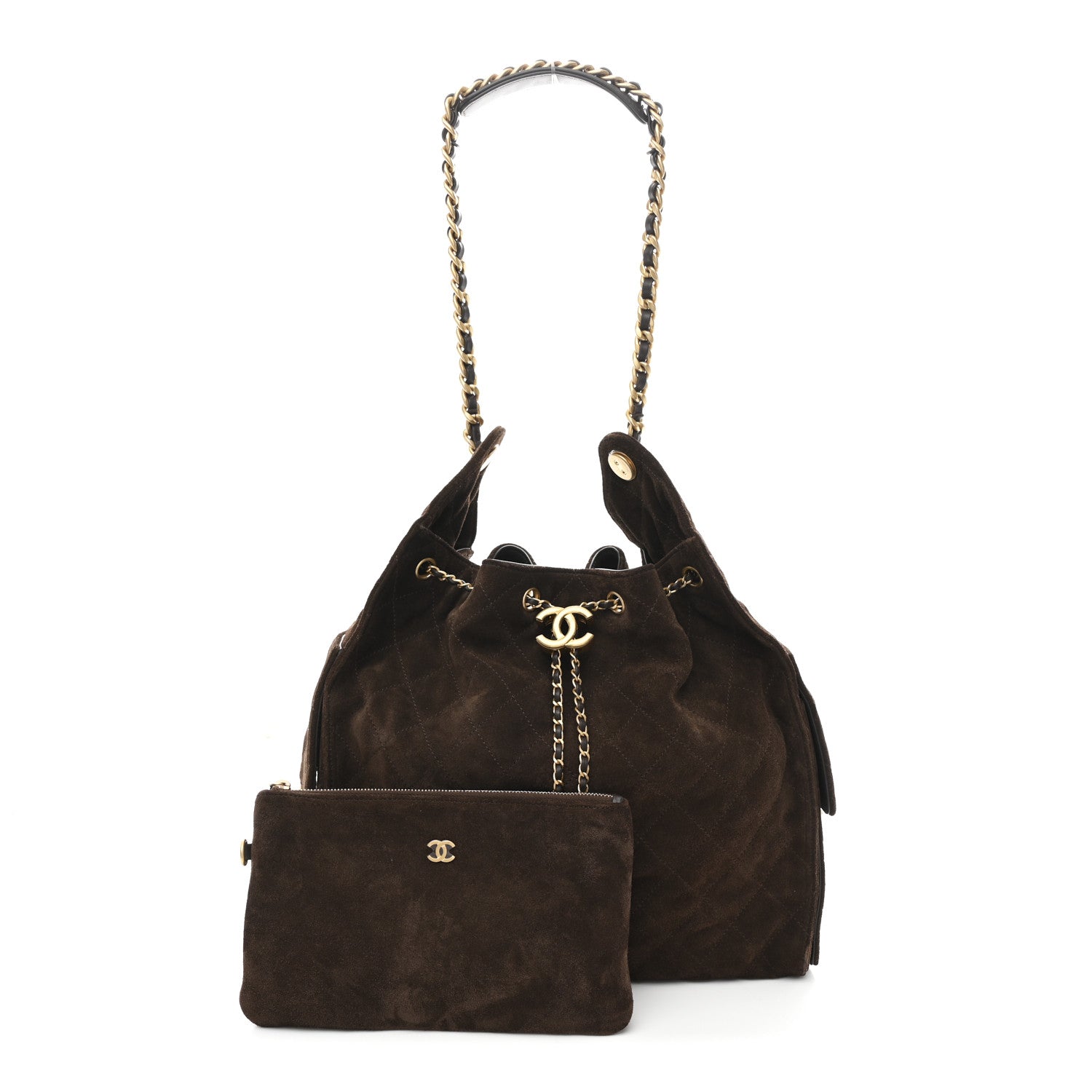 Chanel Suede Quilted Medium Chanel 25 Handbag Dark Brown 3 of 13