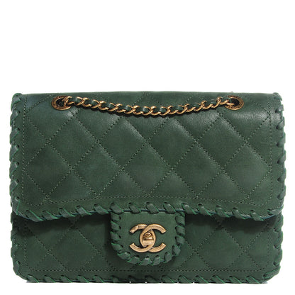 Chanel Metallic Suede Calfskin Small Happy Stitch Flap Green 1 of 8