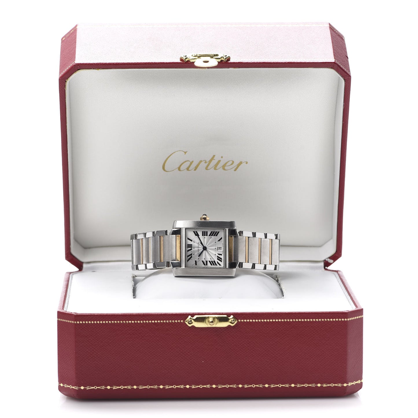 Stainless Steel 18K Yellow Gold 28mm Tank Francaise Automatic Watch
