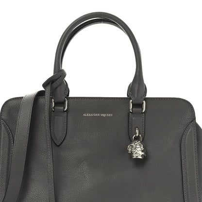 Alexander McQueen Pebbled Calfskin Small Skull Padlock Zip Around Tote Dark Grey 8 of 10