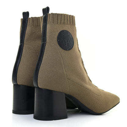 Hermes Knit Calfskin Volver 60 Ankle Boots 37.5 Vert Sapin 4 of 8