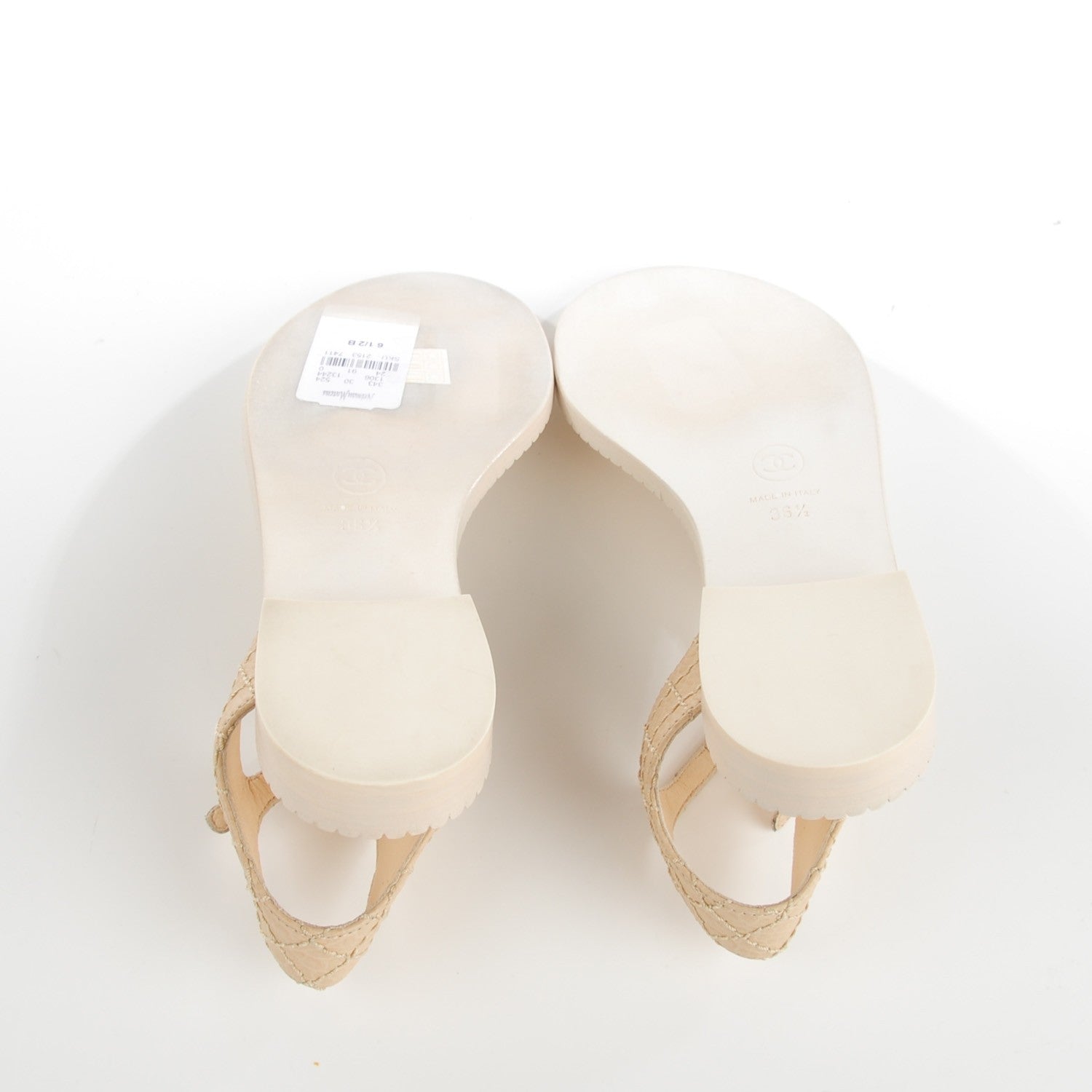 Chanel Calfskin CC Chain Thong Sandals 36.5 Beige 6 of 8